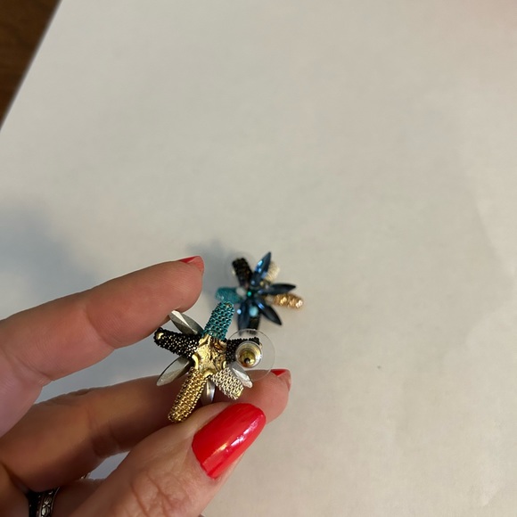 Blue crystal cluster earrings - Picture 3 of 5